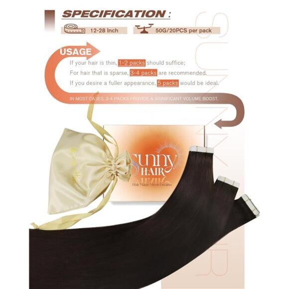 Sunny Hair Tape in Hair Extensions Real Human Hair Invisible Remy Hair main image 7